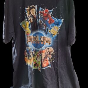 Universal Black Graphic Tee with Iconic Characters